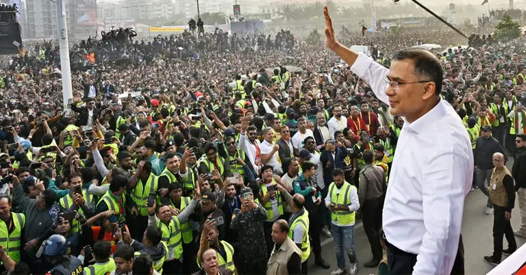 পূর্বাচলের সংবর্ধনাস্থলে তারেক রহমান